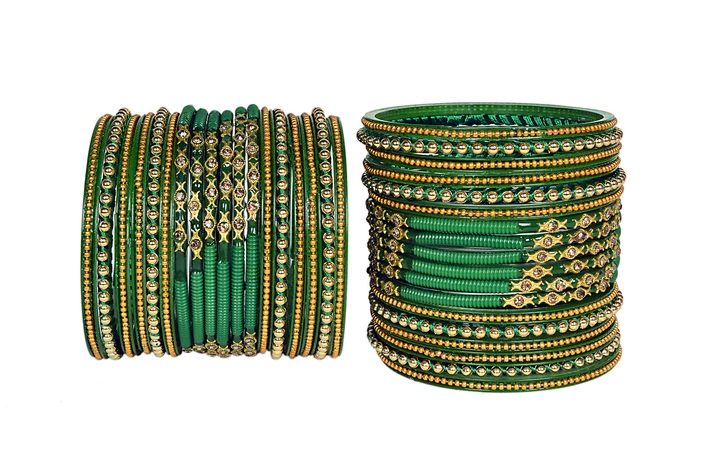 Thread Stonework Multicolor Glass Bangles set
