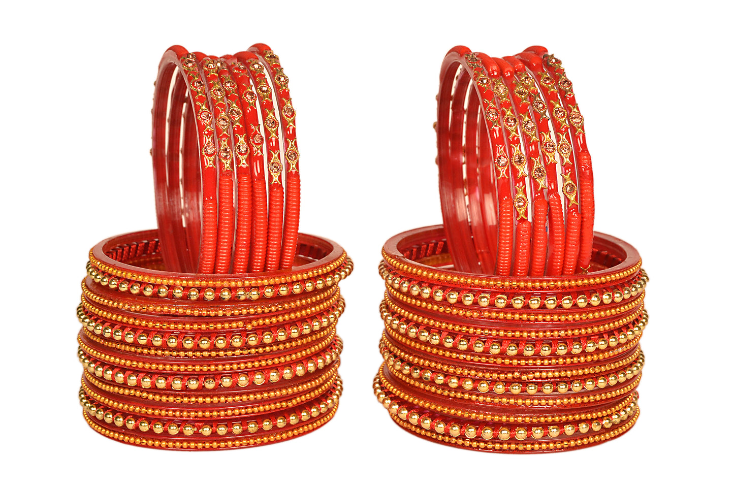 Thread Stonework Multicolor Glass Bangles set