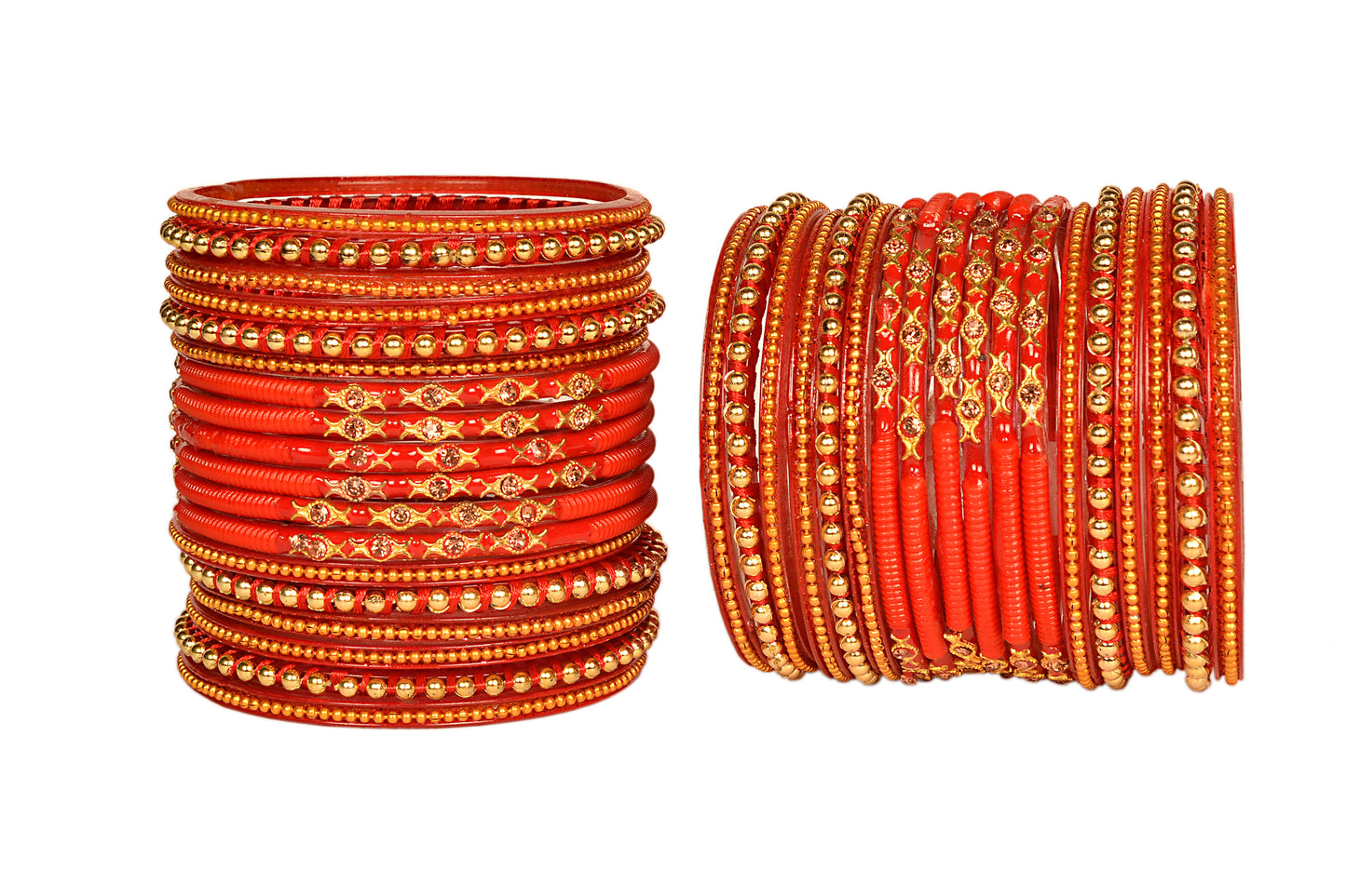 Thread Stonework Multicolor Glass Bangles set