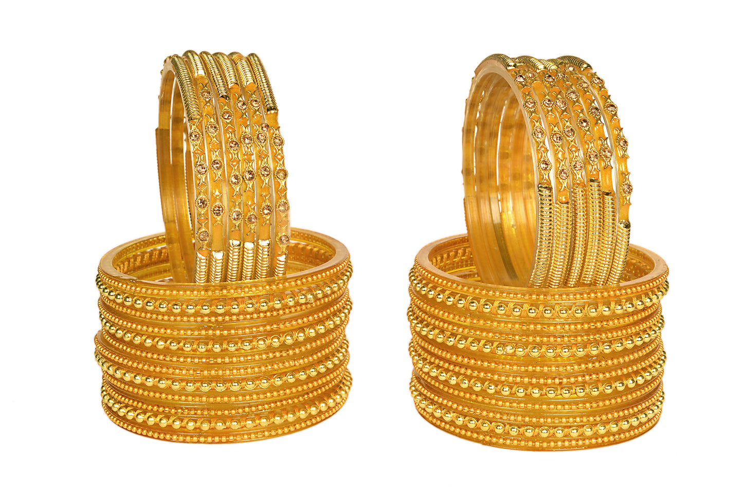 Thread Stonework Multicolor Glass Bangles set