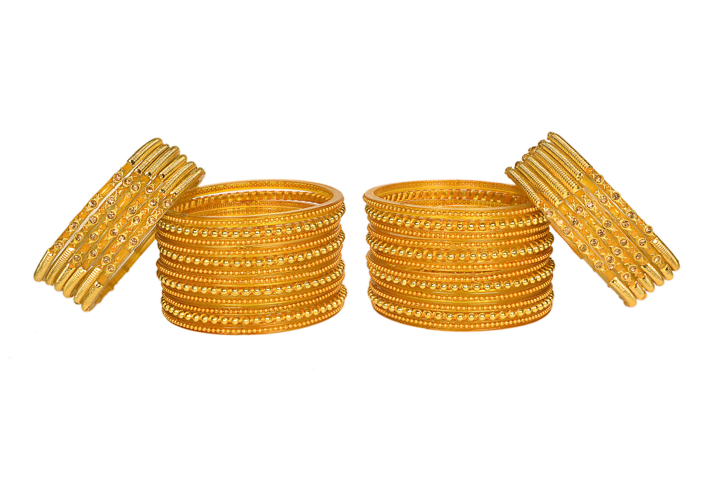 Thread Stonework Multicolor Glass Bangles set