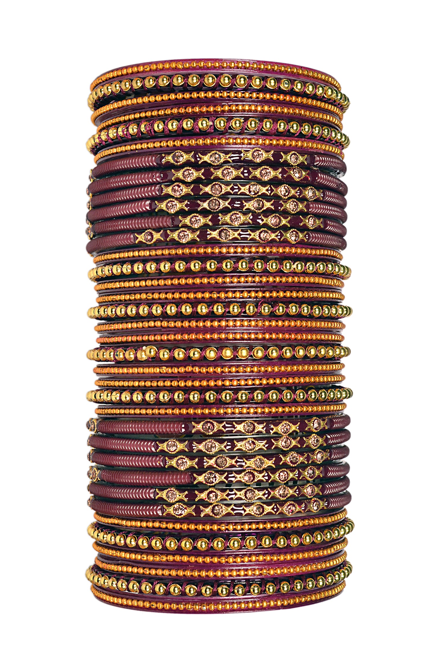 Thread Stonework Multicolor Glass Bangles set