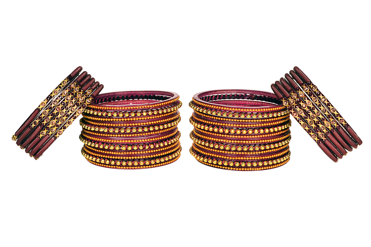 Thread Stonework Multicolor Glass Bangles set