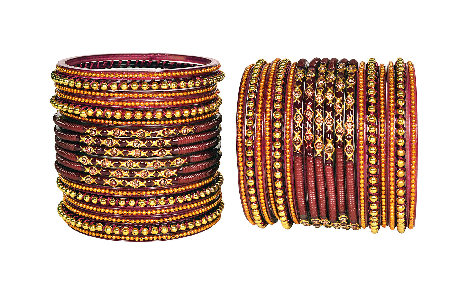 Thread Stonework Multicolor Glass Bangles set