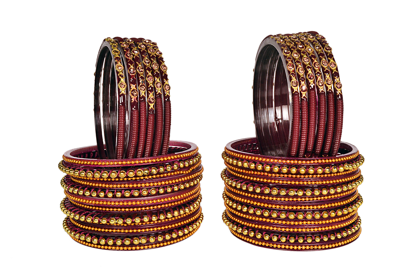 Thread Stonework Multicolor Glass Bangles set