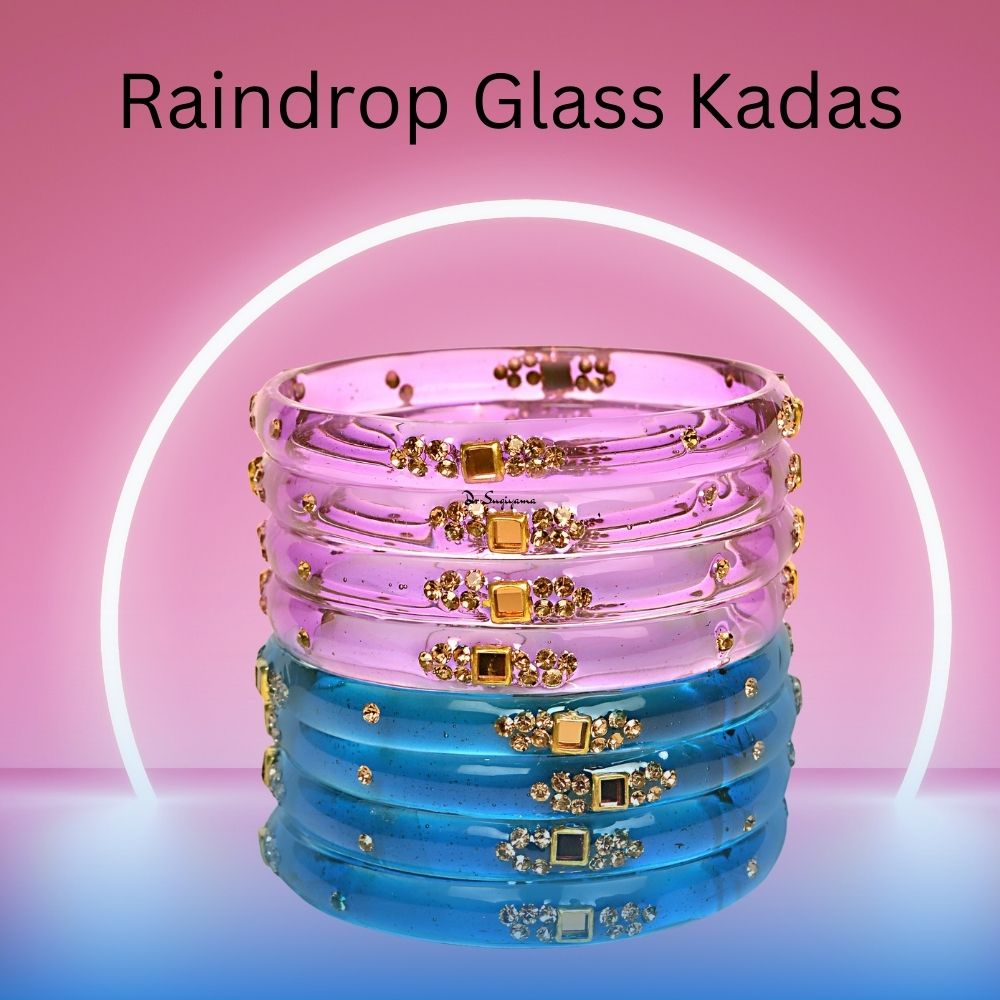 Stonework Multicolor Glass Bangles set