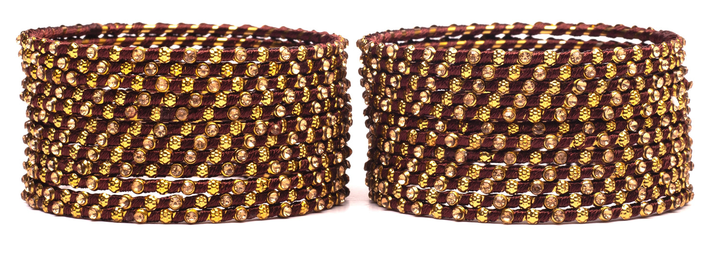 Multicolor Silk Thread Metal Bangle Set