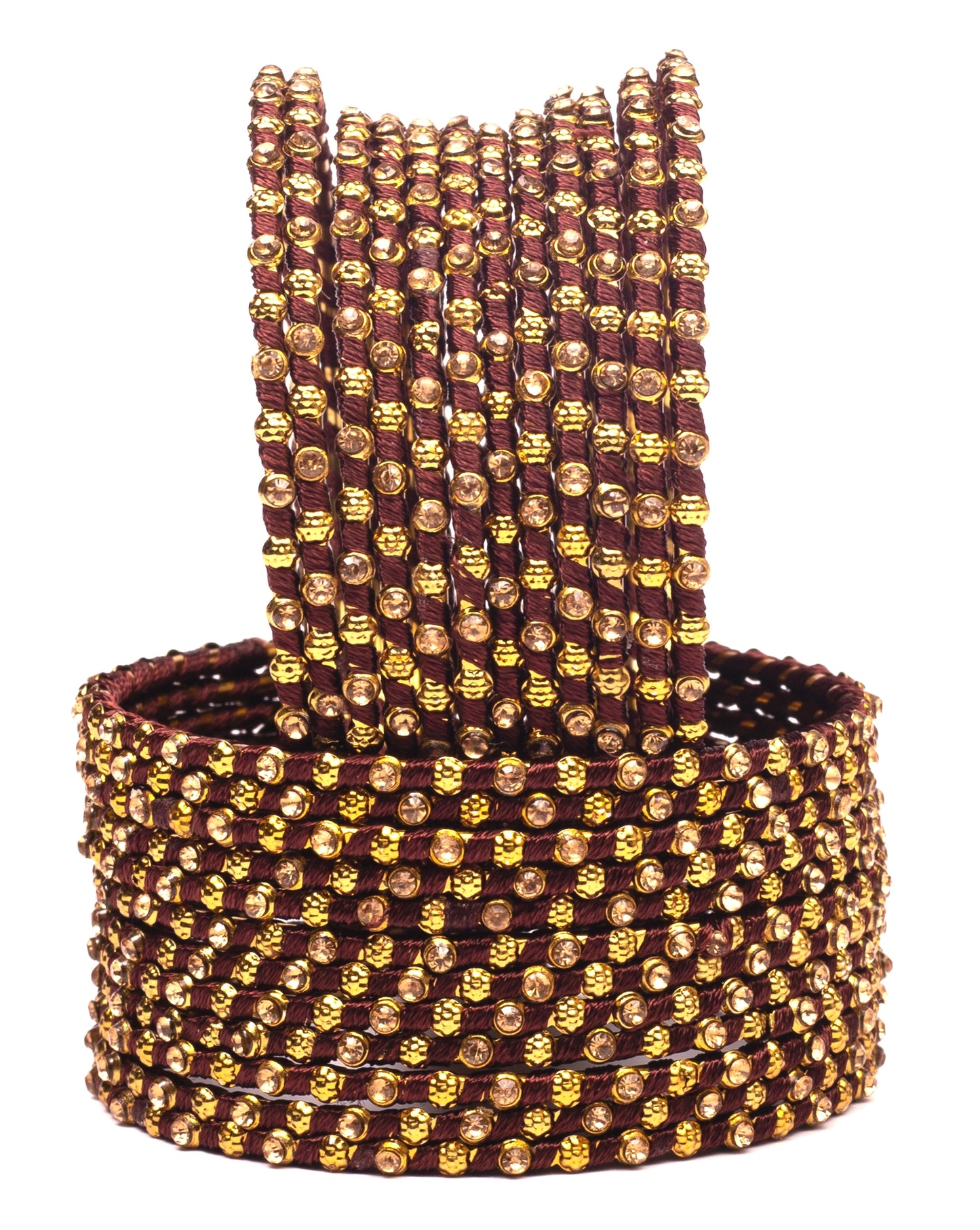 Multicolor Silk Thread Metal Bangle Set
