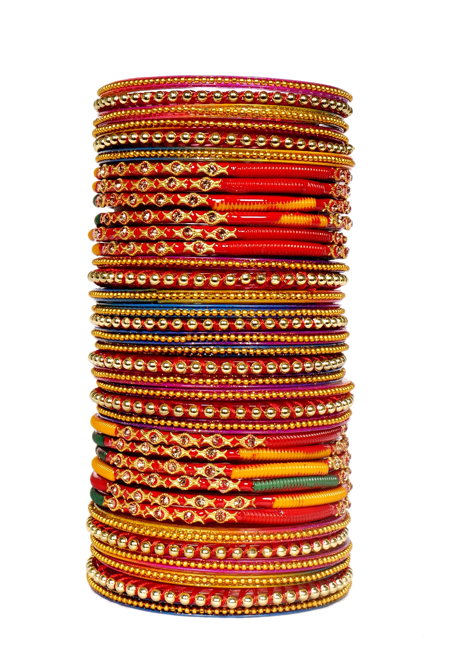 Thread Stonework Multicolor Glass Bangles set
