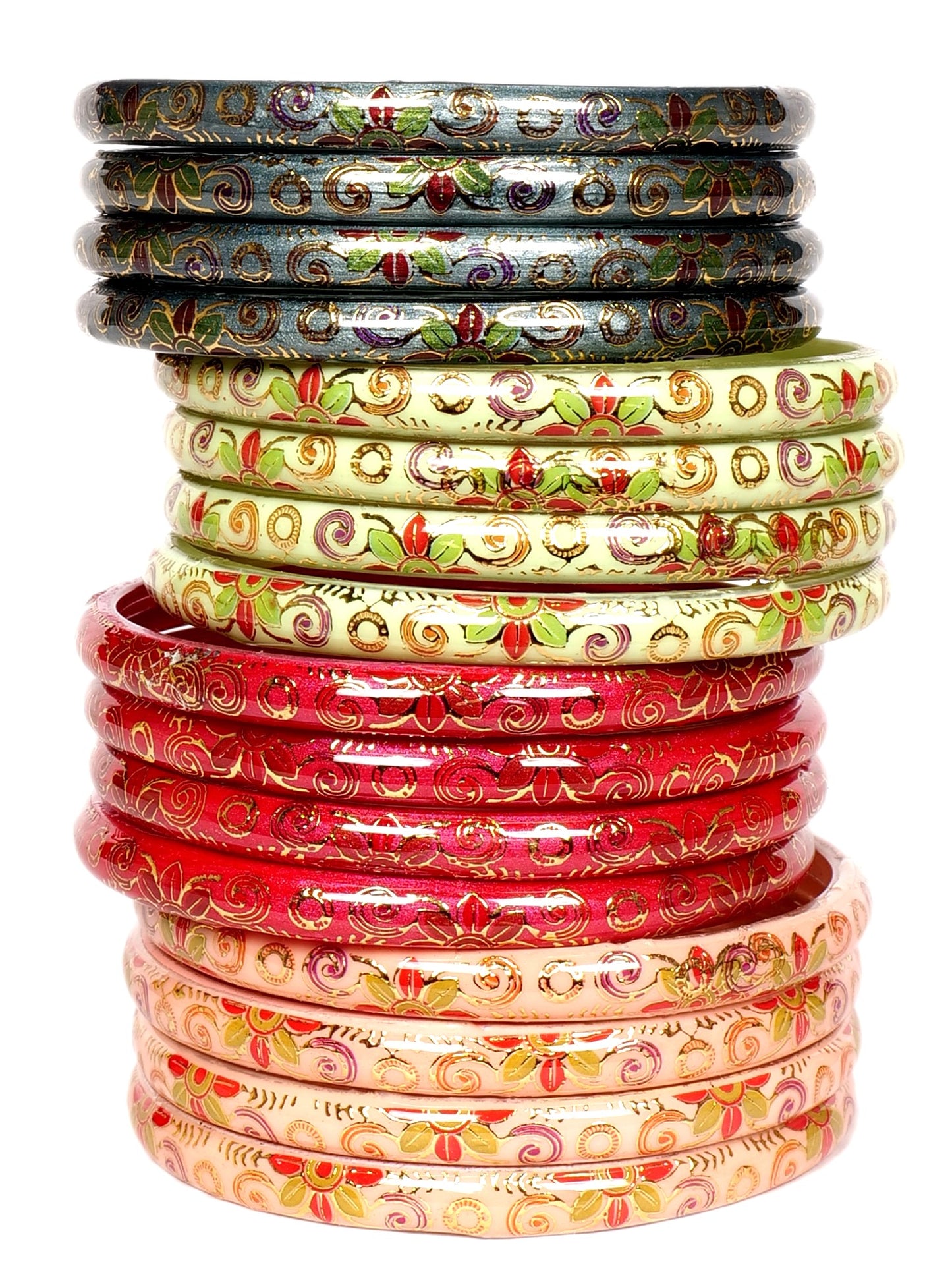 Swara Creations Bangles for Women/Digital Prints Bangles/Light Shiny Prints/Glass Bangles (16Pcs)(SKU270)