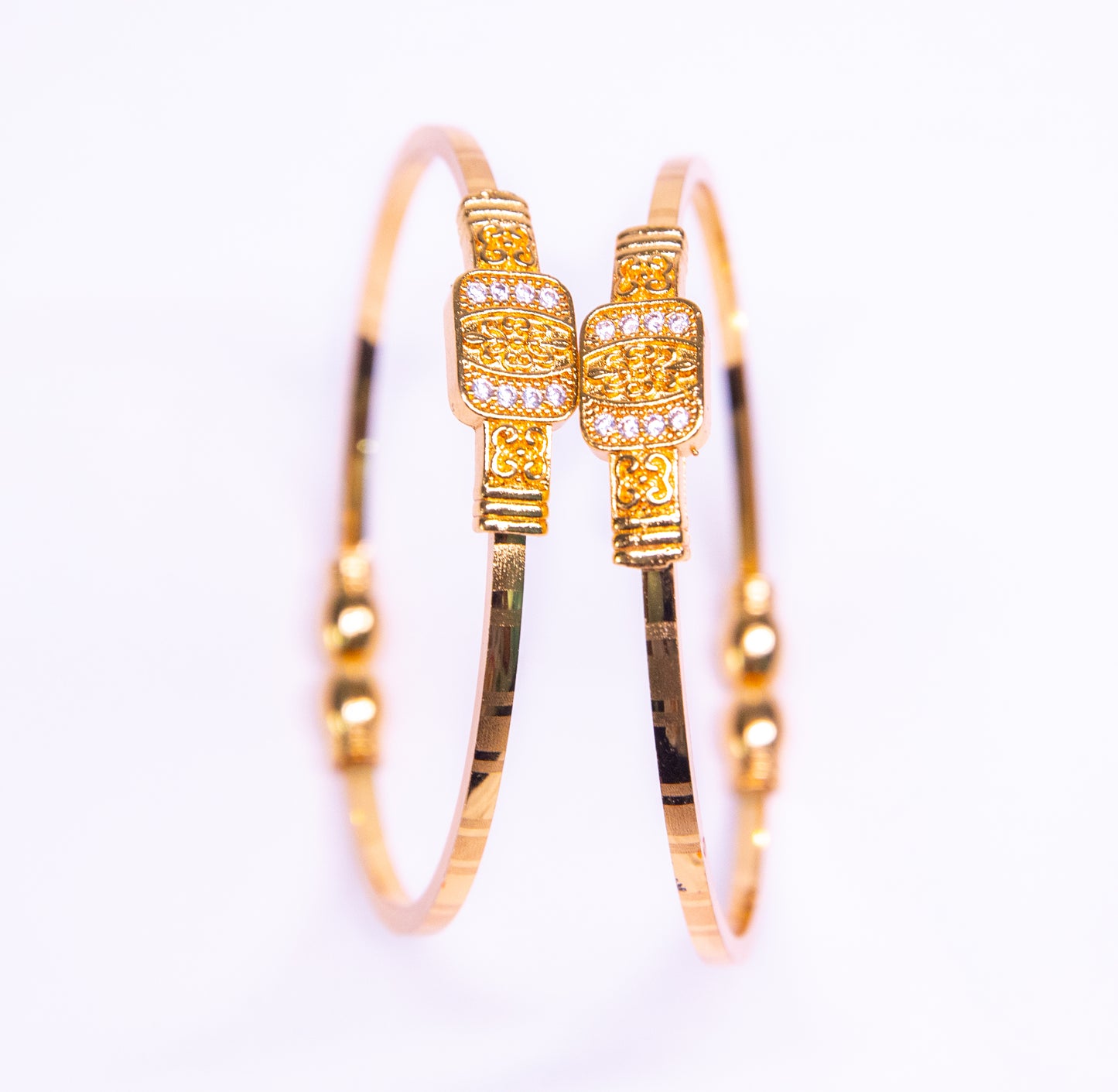 Stone Golden Metal Bangle Bracelet Set
