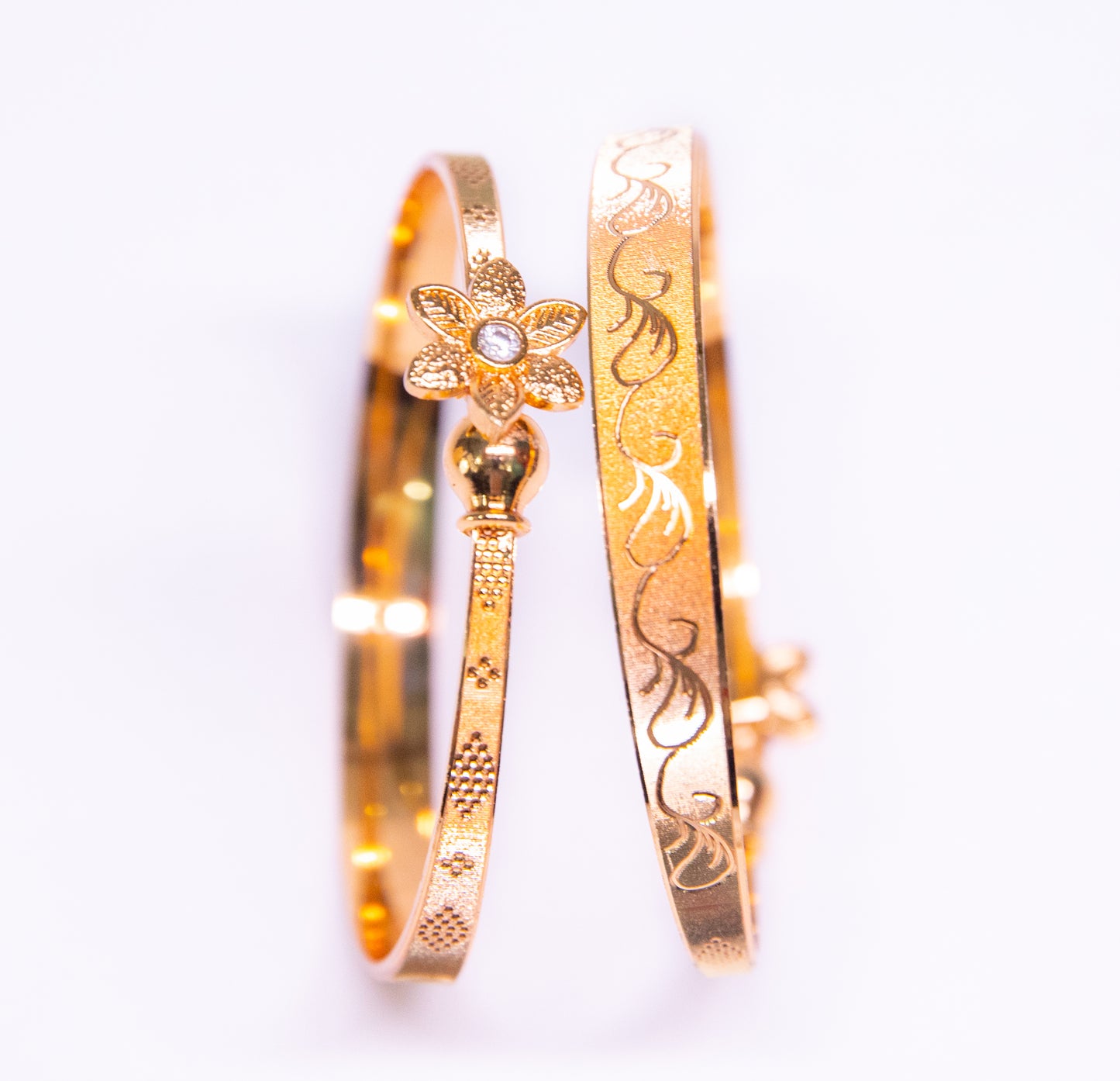 Stone Golden Metal Bangle Bracelet Set