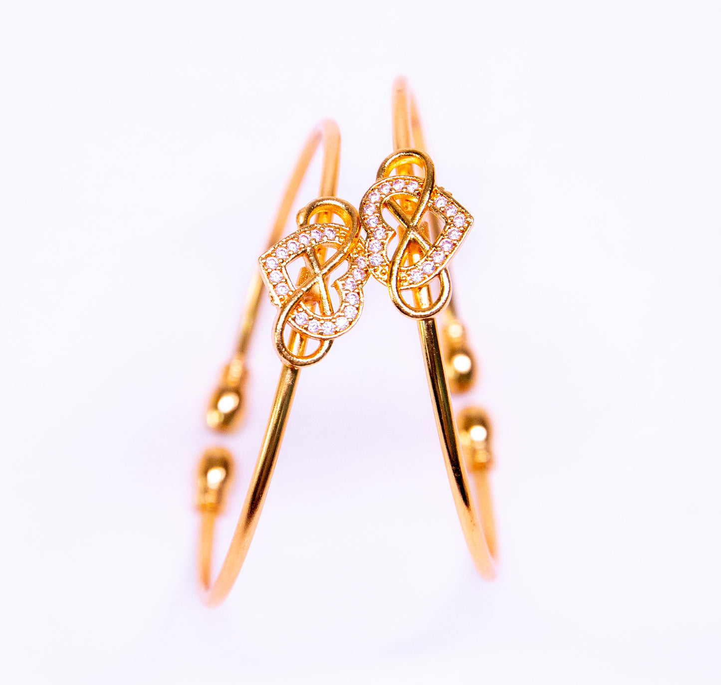 Stone Golden Metal Bangle Bracelet Set