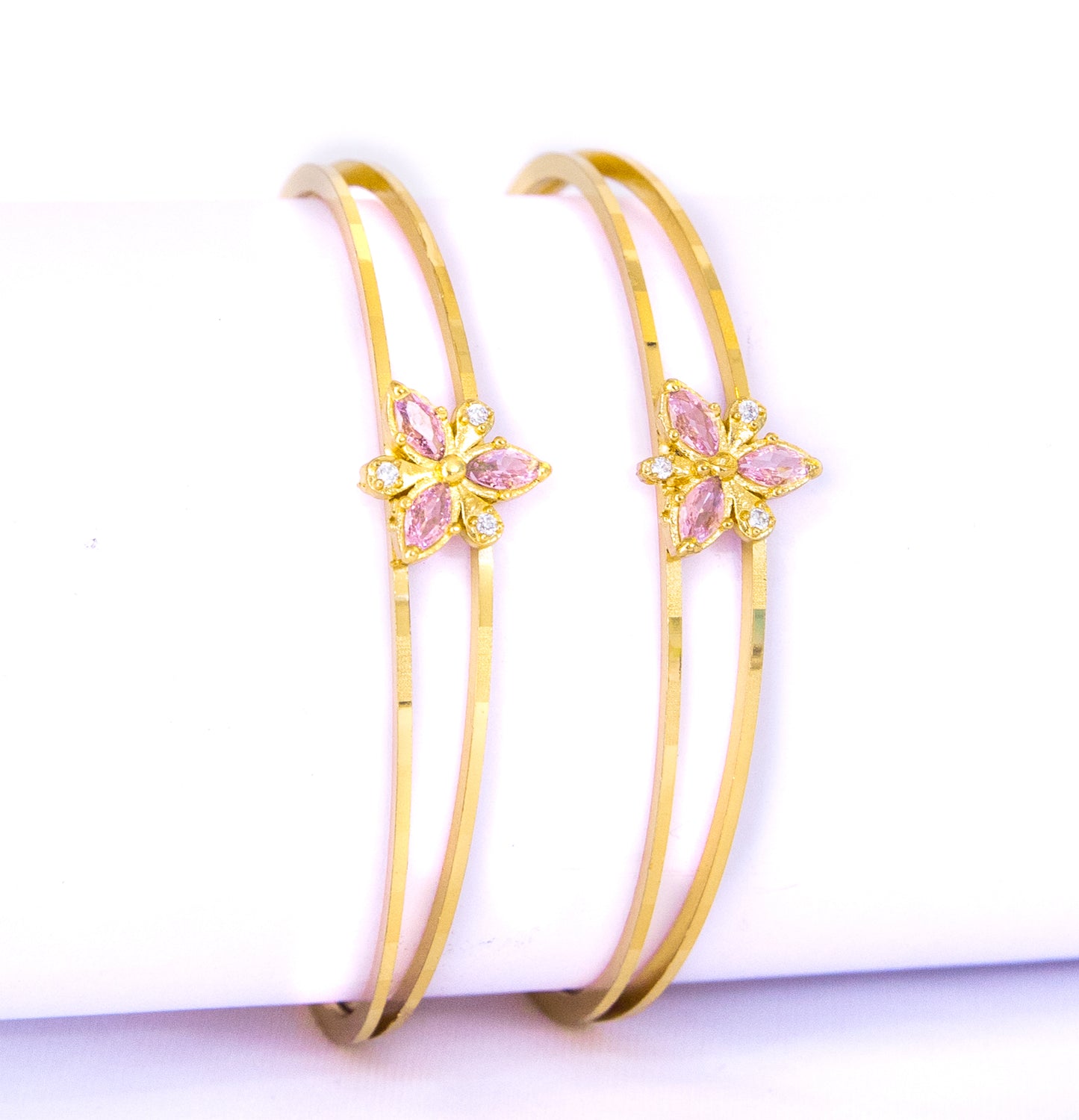 Stone Golden Metal Bangle Bracelet Set