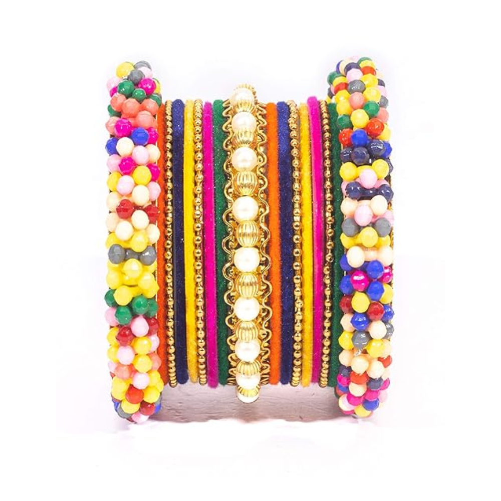 BeadsMoti Multicolor Bangle Kada Set