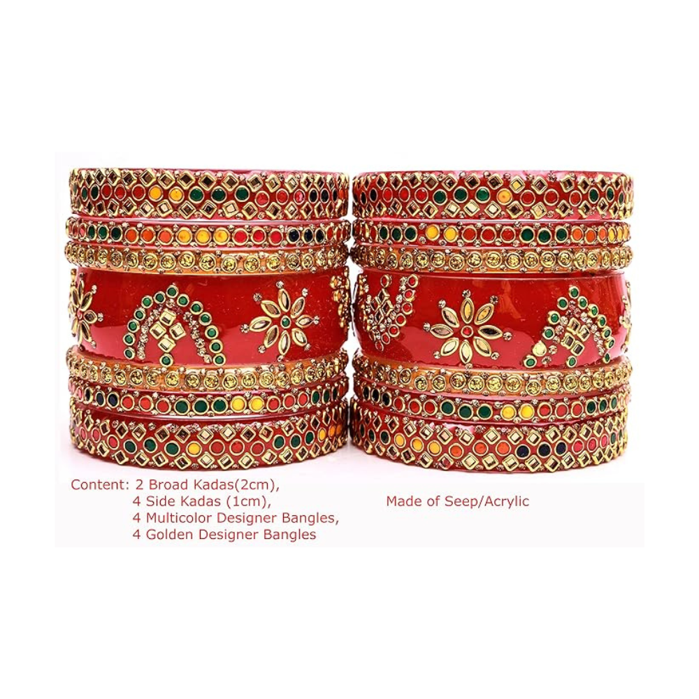 Stone Multicolor Glass Bangles Set