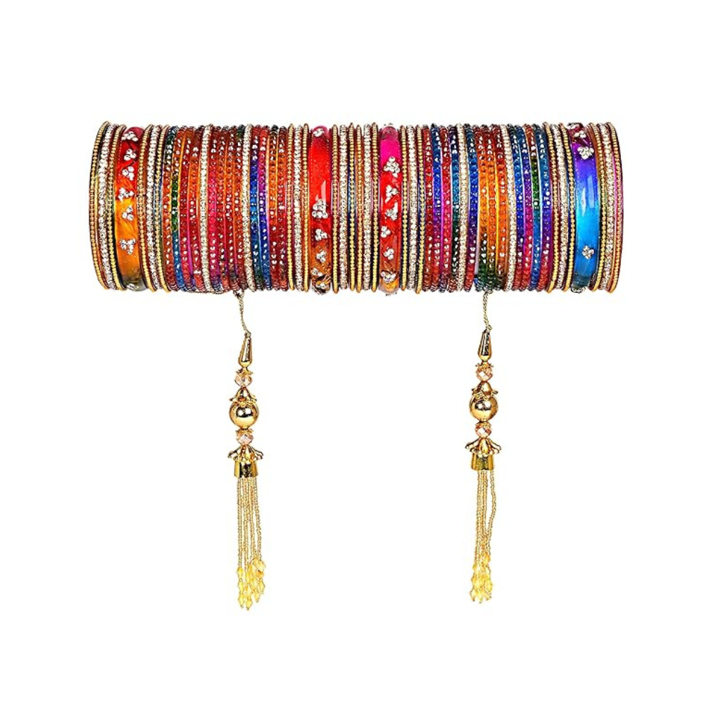 Latkan Multicolor Glass Bangle Set