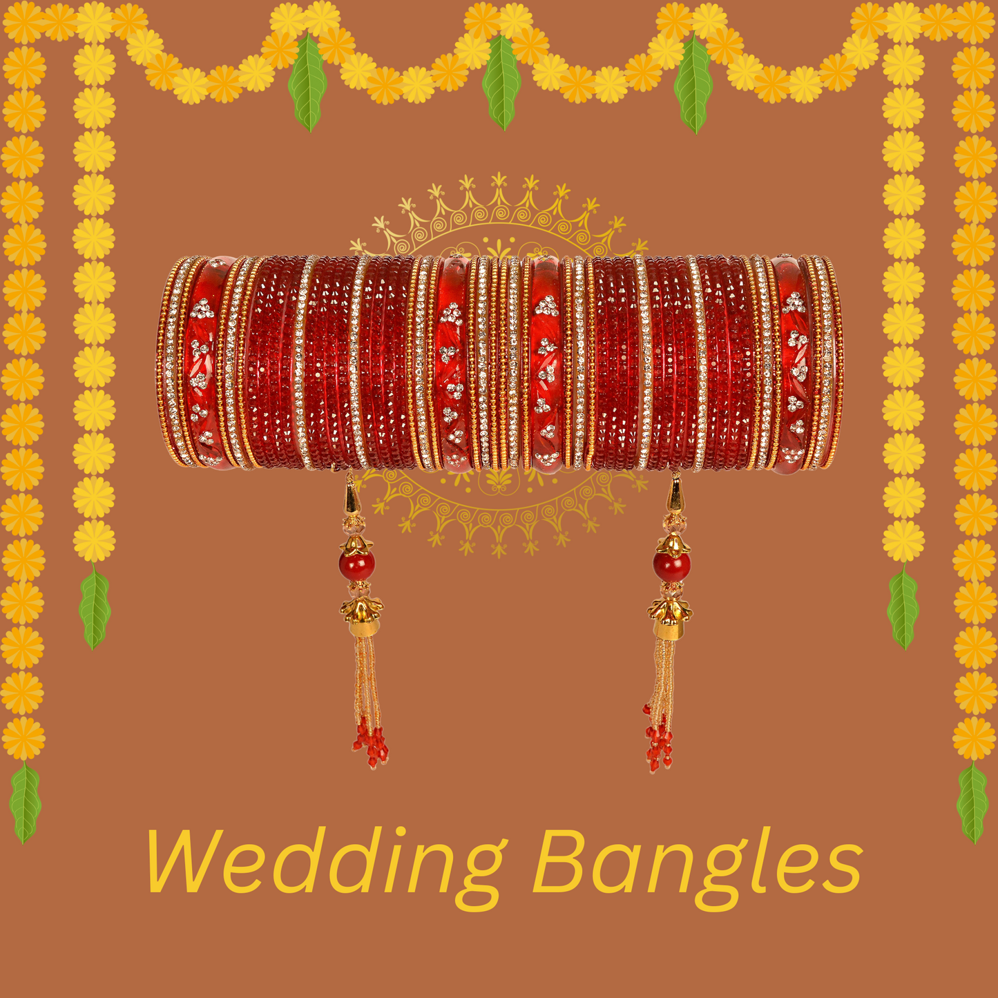 Swara Creations Red Glass Bangle Set for Women | Red Bridal choora Set with Latkan for wedding | Multicolour Chura Set (SKU277)