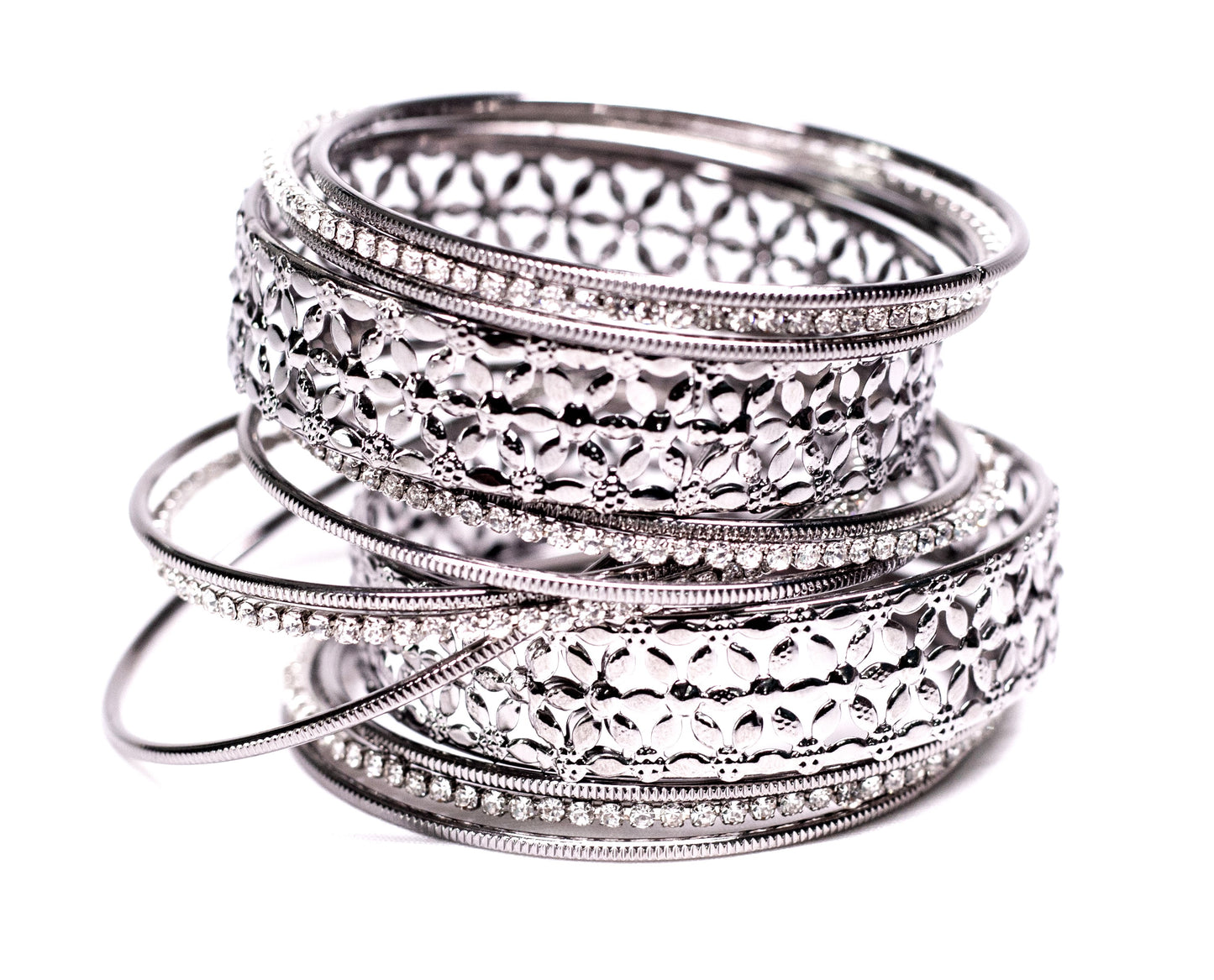 Zircon Work Gold Plated Metal Bangles Set