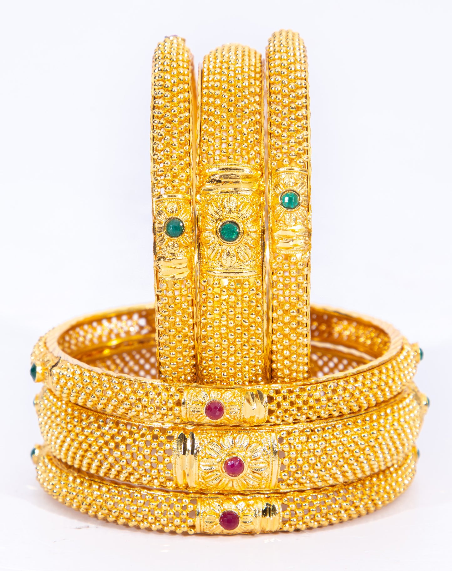 Hand Work Gold Brass BanglesKada Set