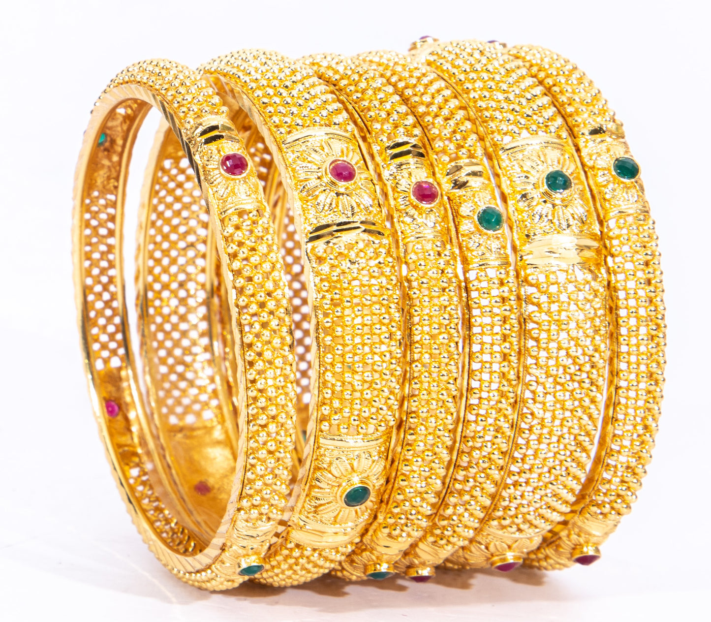 Hand Work Gold Brass BanglesKada Set