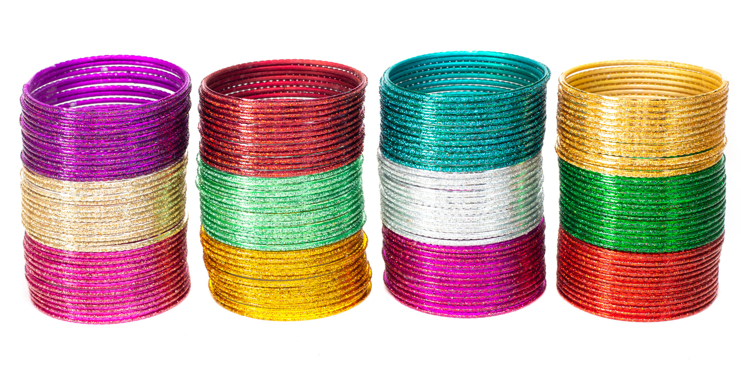 Golden Dots Multicolor Metal Bangle Set