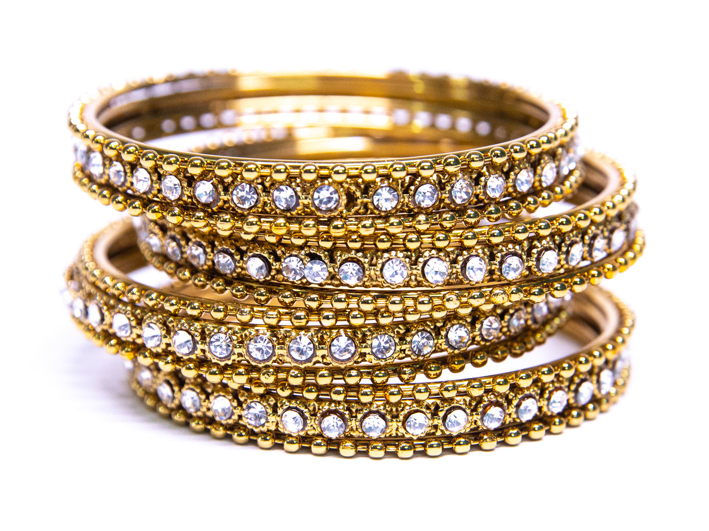 zircon Silver Plated Metal Bangles Set