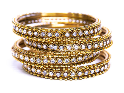 zircon Silver Plated Metal Bangles Set
