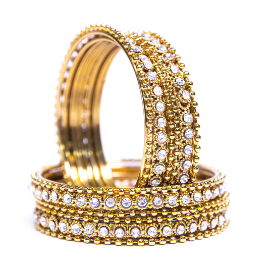 zircon Silver Plated Metal Bangles Set