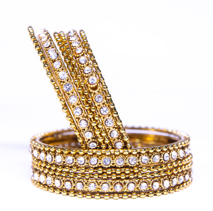 zircon Silver Plated Metal Bangles Set