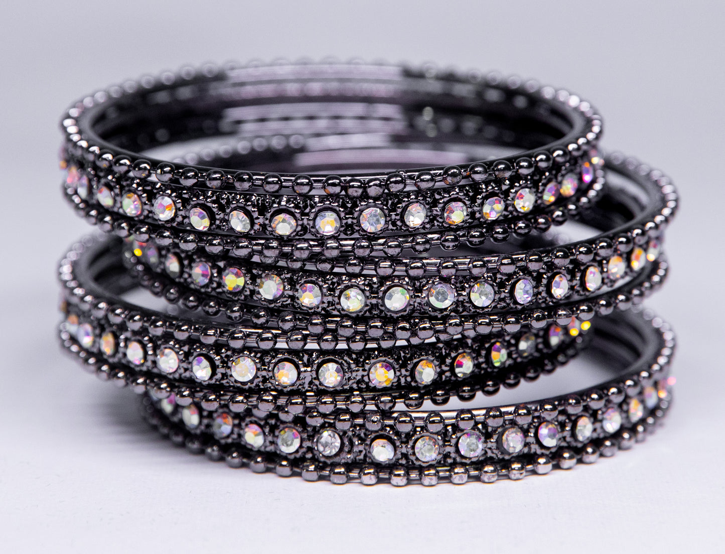 zircon Silver Plated Metal Bangles Set
