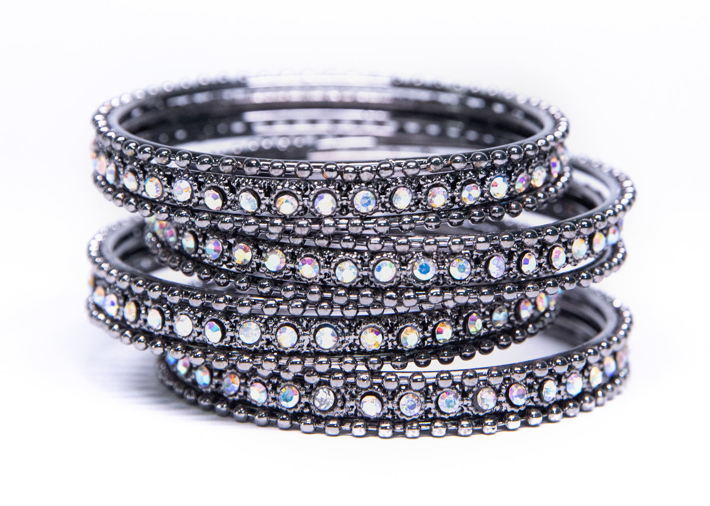 zircon Silver Plated Metal Bangles Set