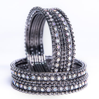 zircon Silver Plated Metal Bangles Set