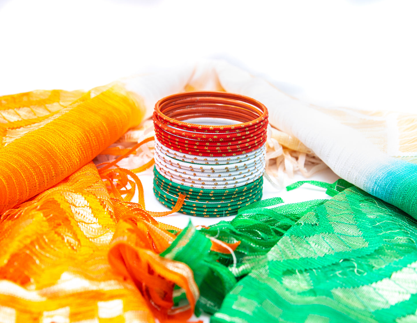 Tricolor Multicolor Metal bangles set