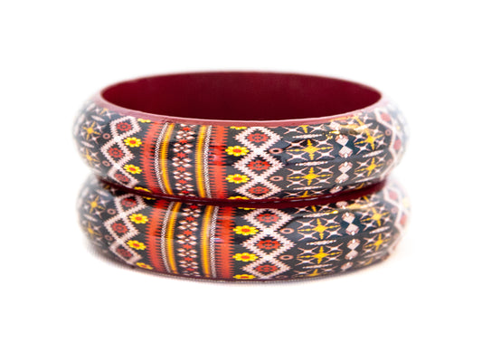 Swara Creations Handmade Multicolor Wooden Bangle set for Women and Girls(2pcs)
