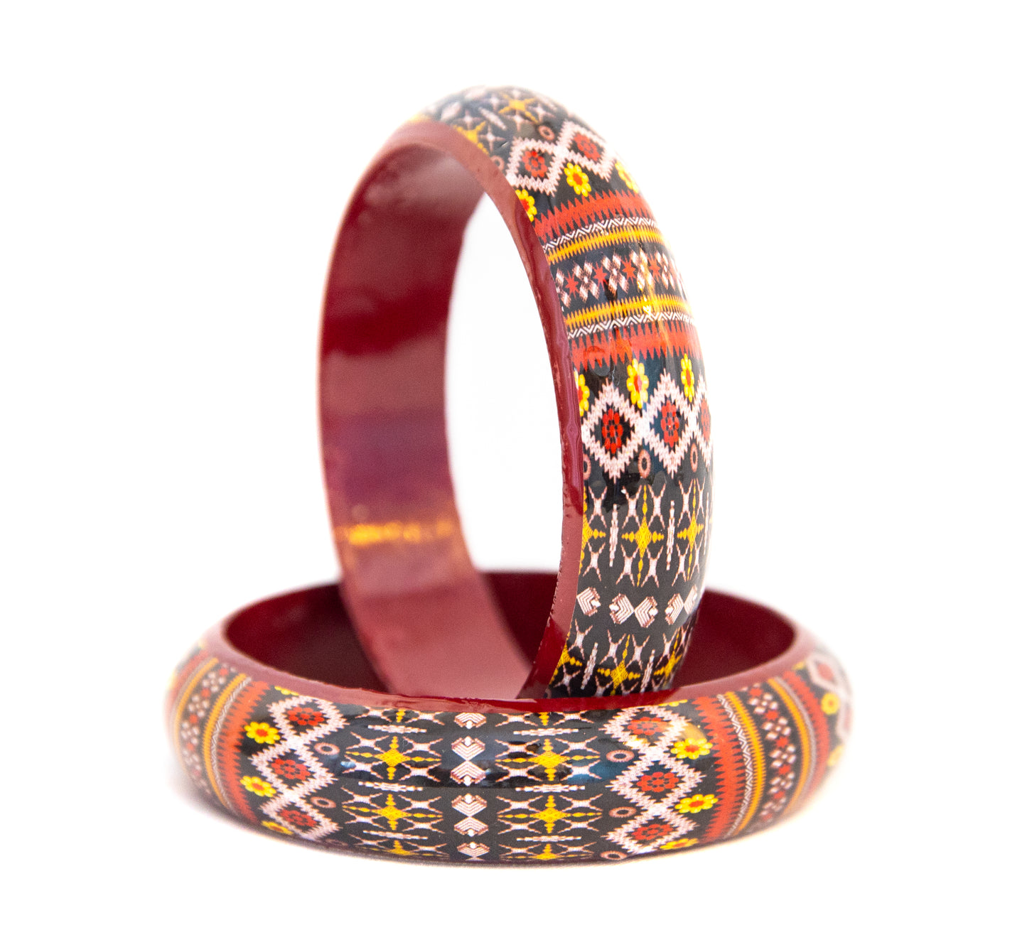 Swara Creations Handmade Multicolor Wooden Bangle set for Women and Girls(2pcs)