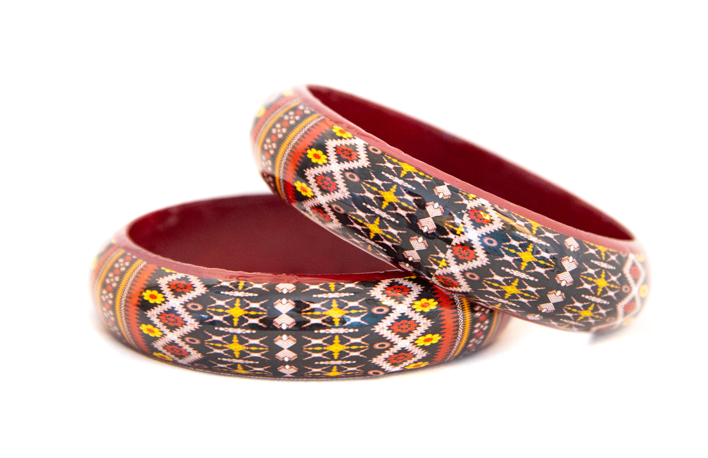 Swara Creations Handmade Multicolor Wooden Bangle set for Women and Girls(2pcs)