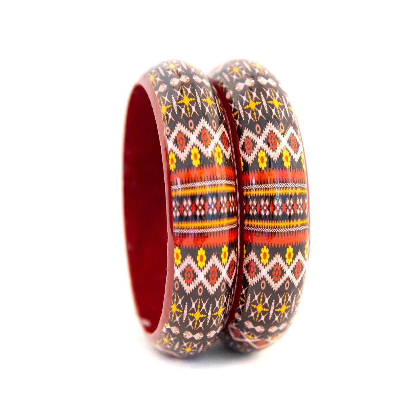 Swara Creations Handmade Multicolor Wooden Bangle set for Women and Girls(2pcs)
