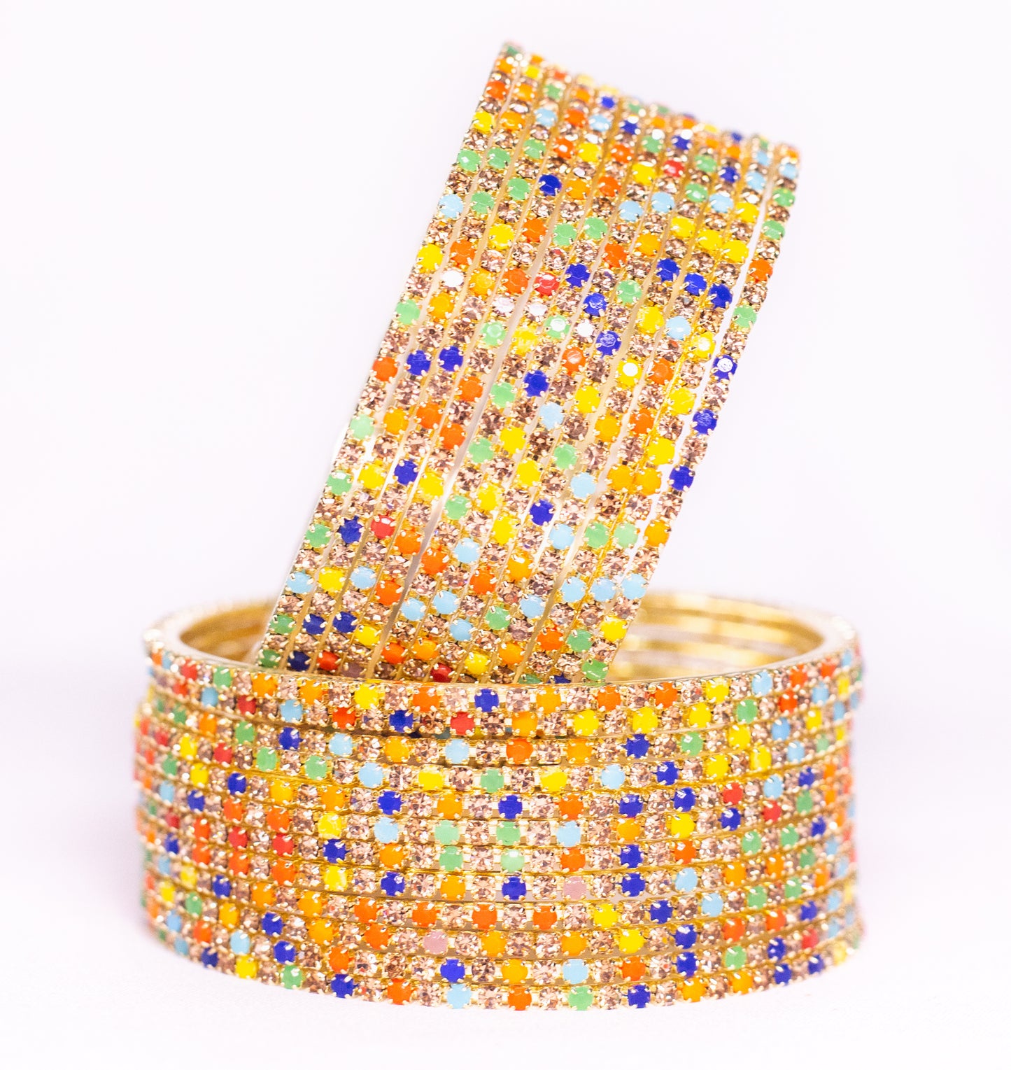 Swara Creations Non-Precious Metal with Base Metal and Zircon Gemstone Studded Premium and Traditional Glossy Finished Sleek Bangle(SKU365)