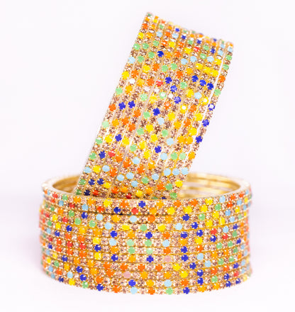Swara Creations Non-Precious Metal with Base Metal and Zircon Gemstone Studded Premium and Traditional Glossy Finished Sleek Bangle(SKU365)