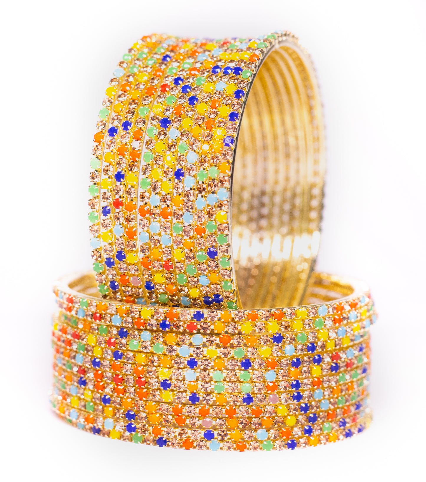Swara Creations Non-Precious Metal with Base Metal and Zircon Gemstone Studded Premium and Traditional Glossy Finished Sleek Bangle(SKU365)