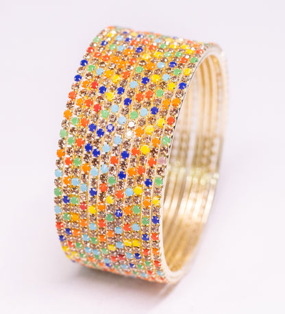Swara Creations Non-Precious Metal with Base Metal and Zircon Gemstone Studded Premium and Traditional Glossy Finished Sleek Bangle(SKU365)