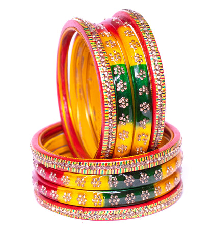 Swara Creations Lah/Lac bangles red color Set SKU(369)