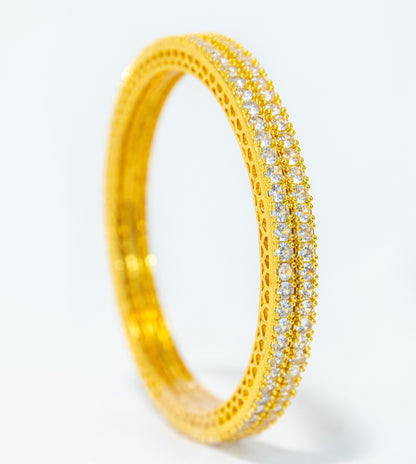Swara Creations Gold Plated Bangles/Kadas/Brass-Metal Alloy & Diamond cutting stone-handwork/Designer bangles kadas/AD work/Set of 2 for women & girls(SKU272)