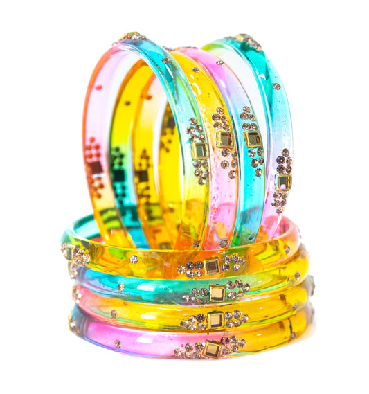 Swara Creations Multicolor Glass Bangles set for Women/Zirconia stonework bangles/glossy finish perfect for festival wedding occassions(8Pcs)(SKU273)