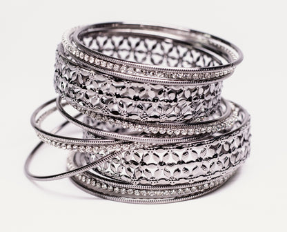 Zircon Work Gold Plated Metal Bangles Set