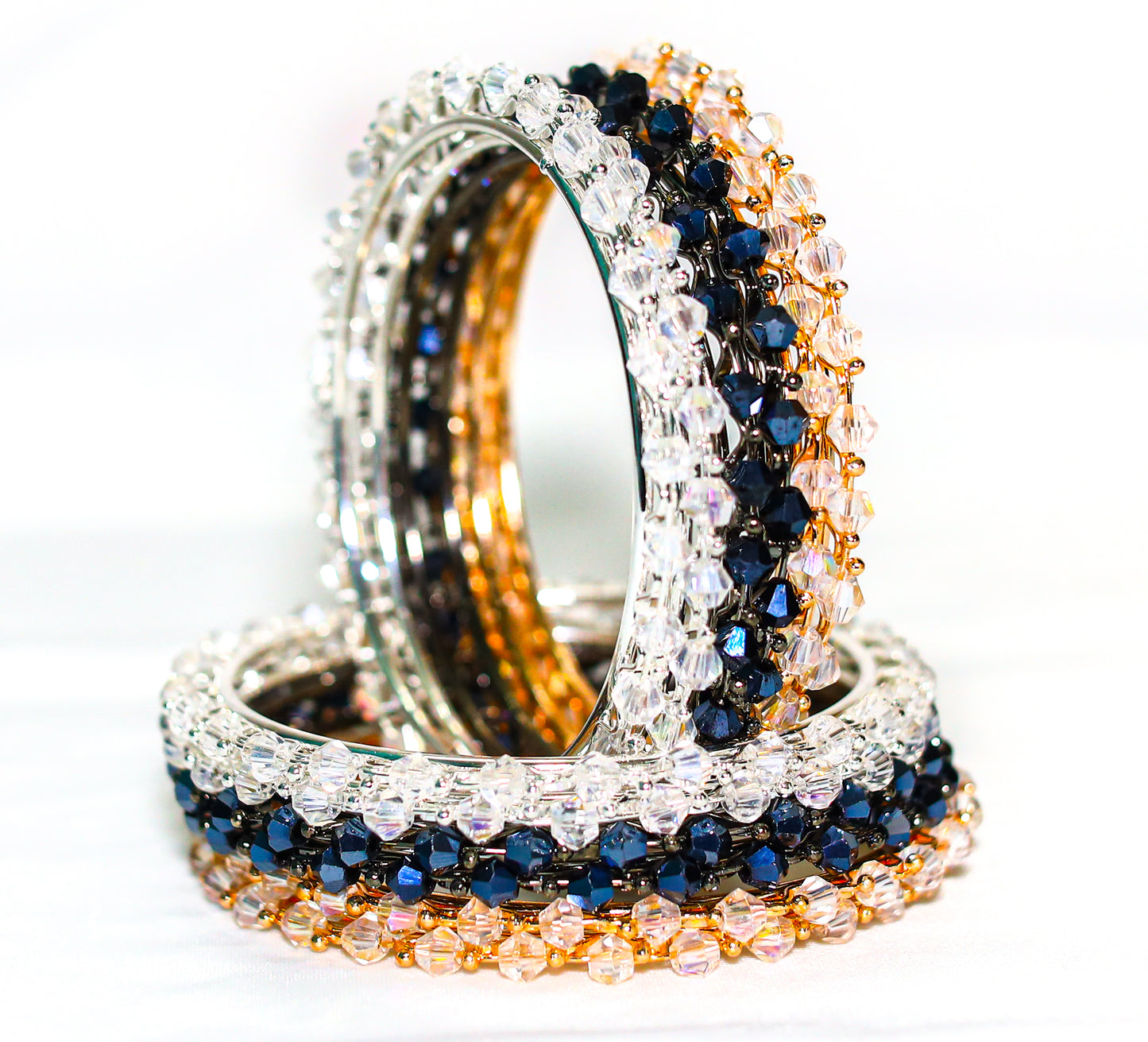 Stone Multicolor Metal Crystal Bangles Set