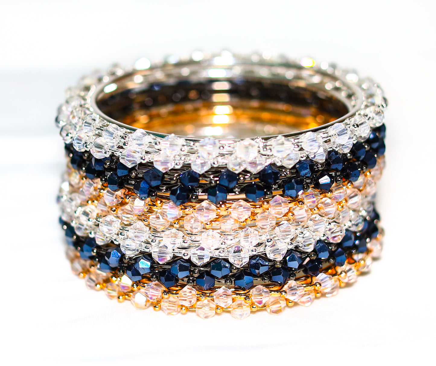 Stone Multicolor Metal Crystal Bangles Set