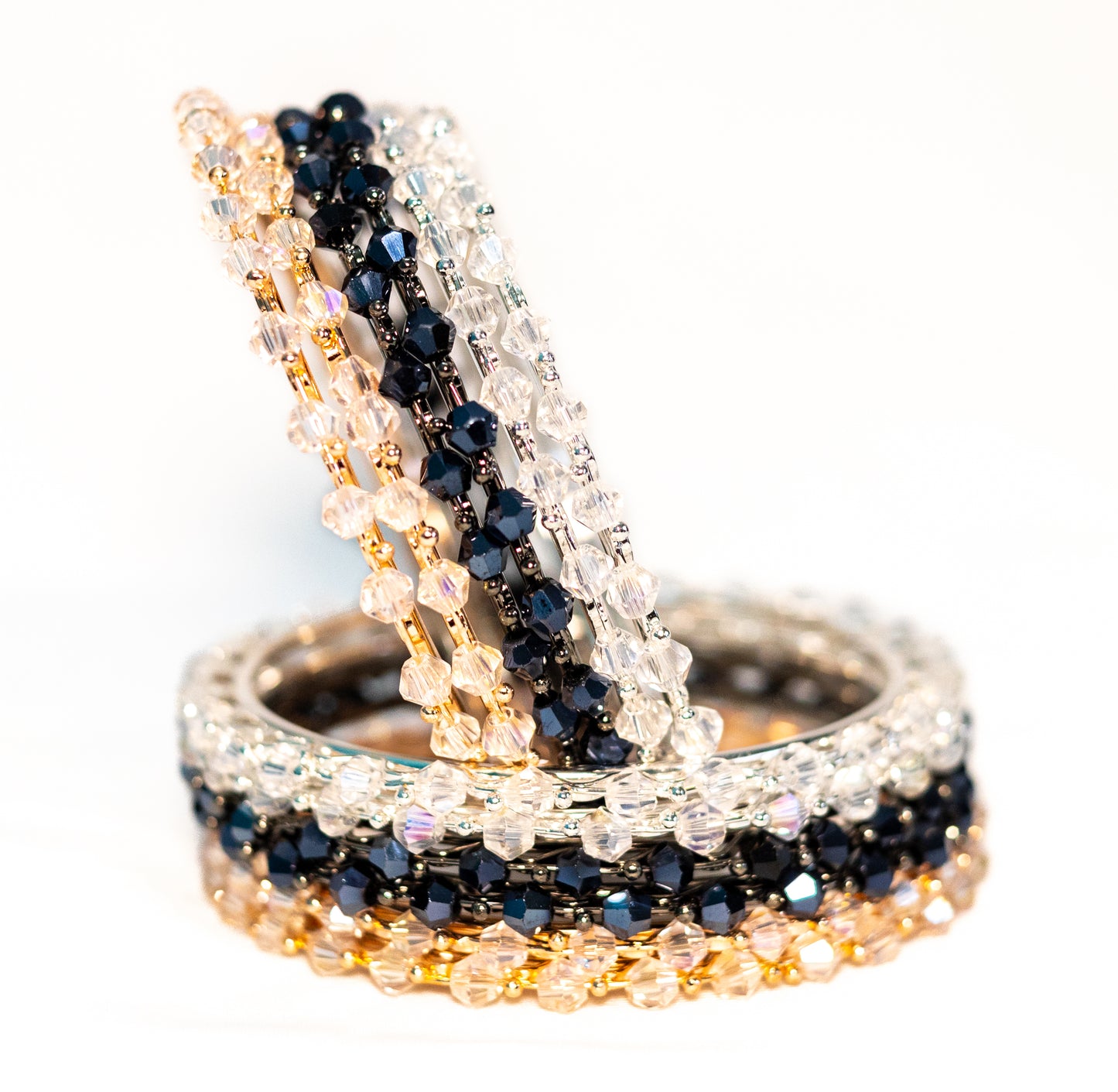 Stone Multicolor Metal Crystal Bangles Set