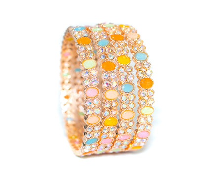 Stone Multicolor Metal Bangles Set
